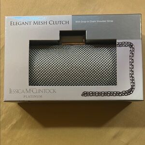 Jessica McClintock Silver Mesh Evening Clutch